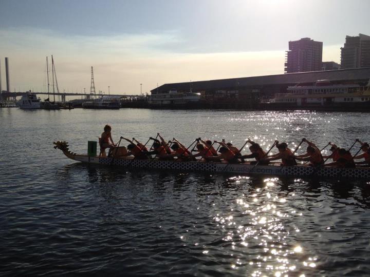 dragon boat team at Docklands